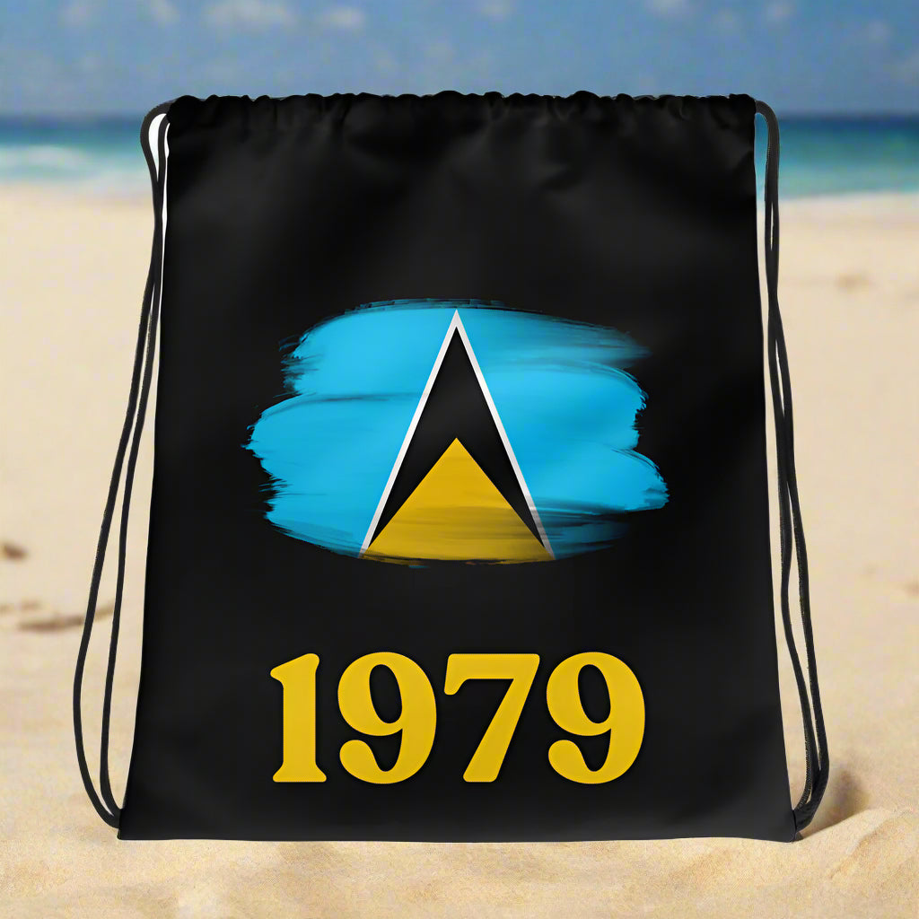 Black Drawstring Bag | Saint Lucia Drawstring Bag | Fit Gyal Tings