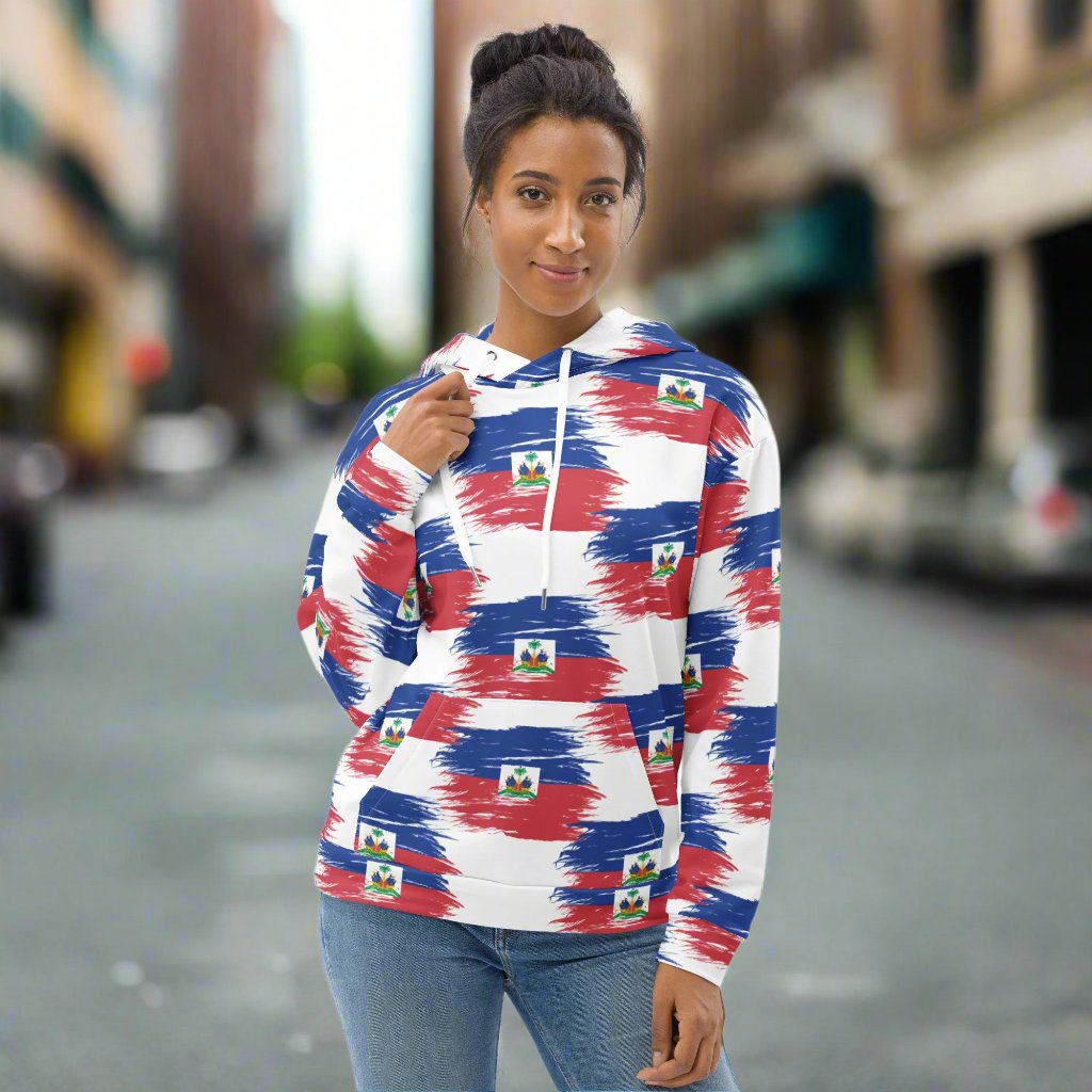 Ladies Cotton Hoodie | Haiti Flag Hoodie | Fit Gyal Tings