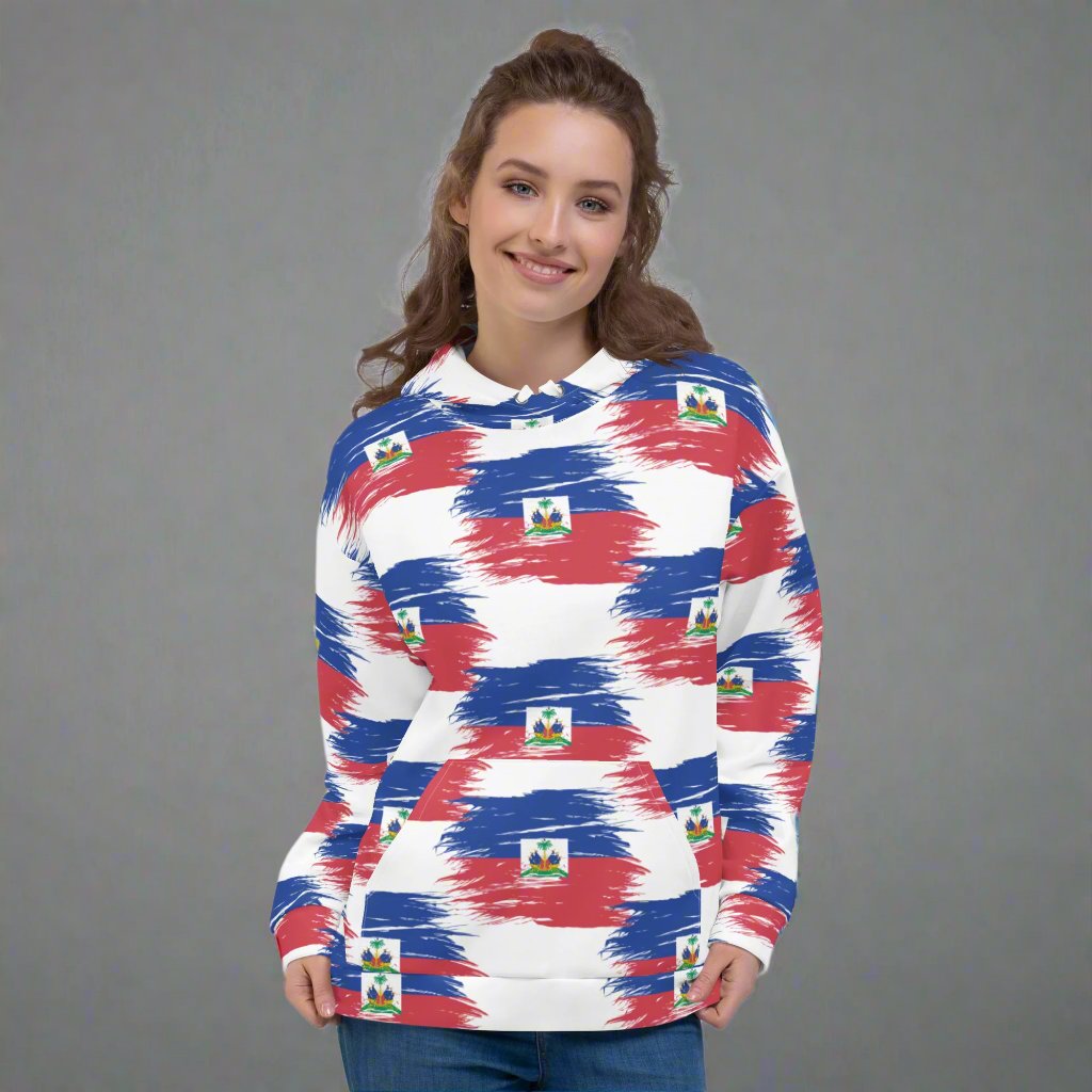 Ladies Cotton Hoodie | Haiti Flag Hoodie | Fit Gyal Tings