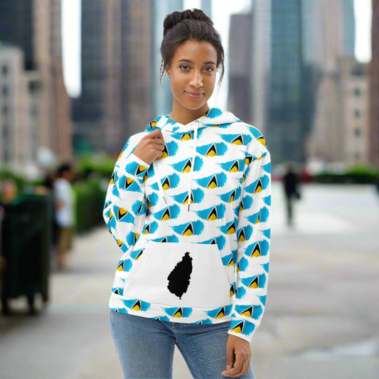 All Over Print Hoodie | Saint Lucia Flag Hoodie | Fit Gyal Tings
