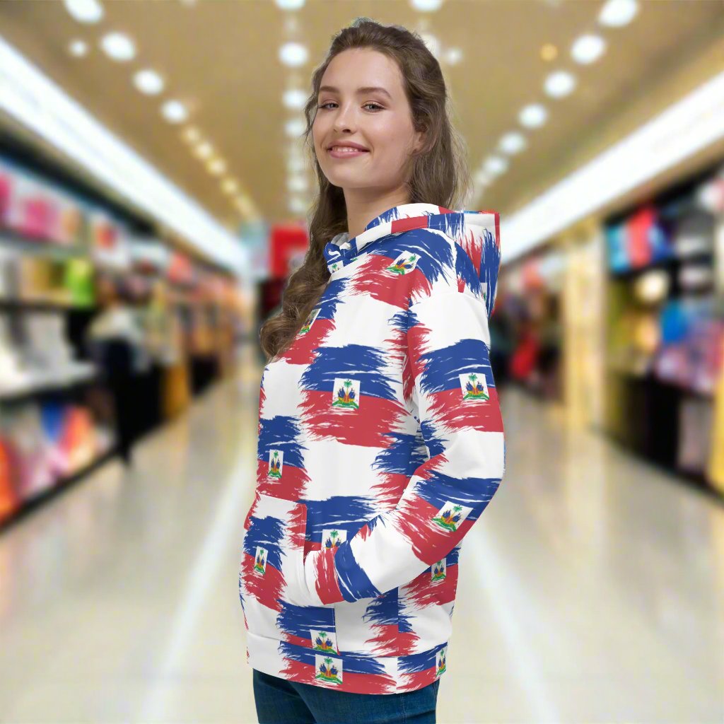 Ladies Cotton Hoodie | Haiti Flag Hoodie | Fit Gyal Tings