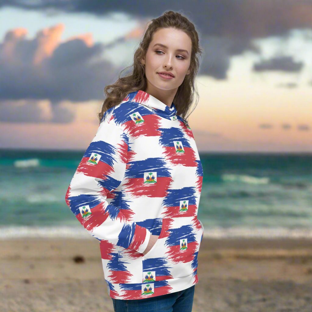 Ladies Cotton Hoodie | Haiti Flag Hoodie | Fit Gyal Tings