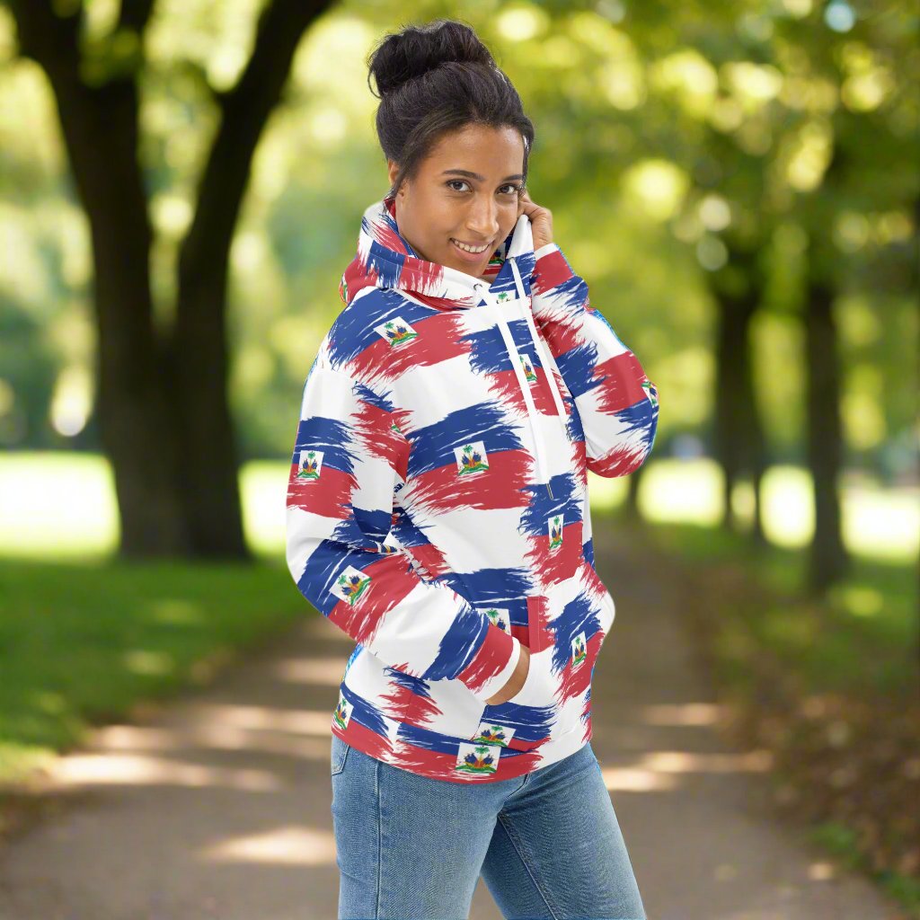 Ladies Cotton Hoodie | Haiti Flag Hoodie | Fit Gyal Tings