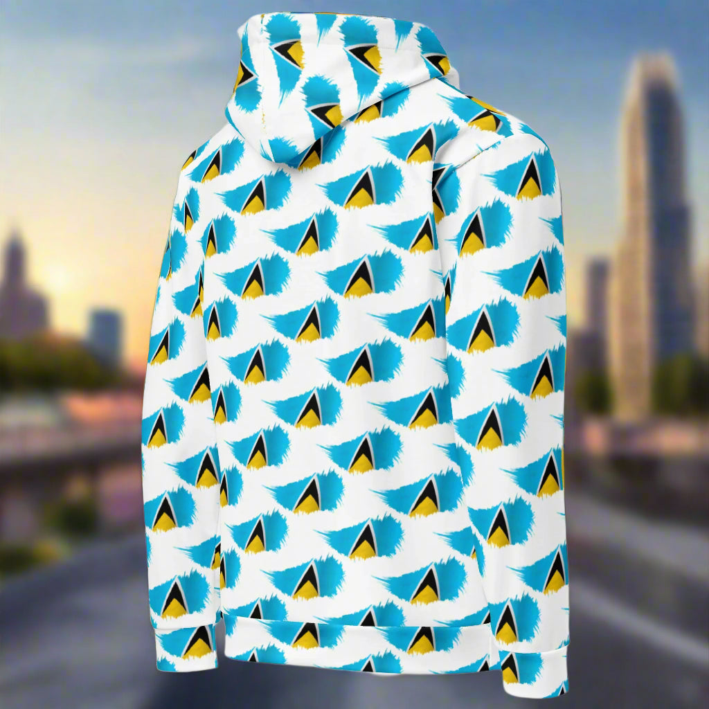 All Over Print Hoodie | Saint Lucia Flag Hoodie | Fit Gyal Tings