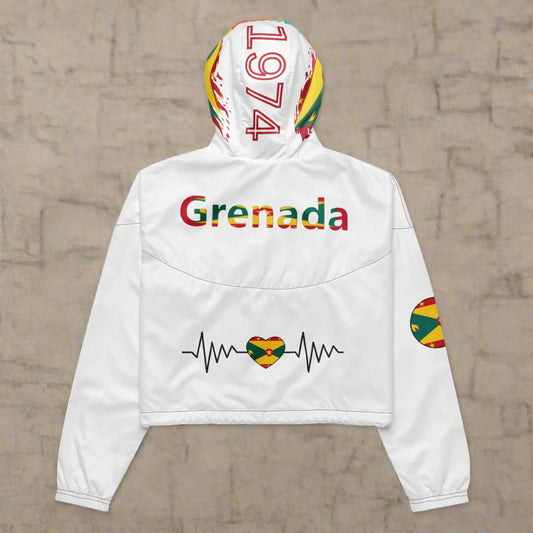 Crop Windbreaker Jacket | Grenada Pride Windbreaker | Fit Gyal Tings