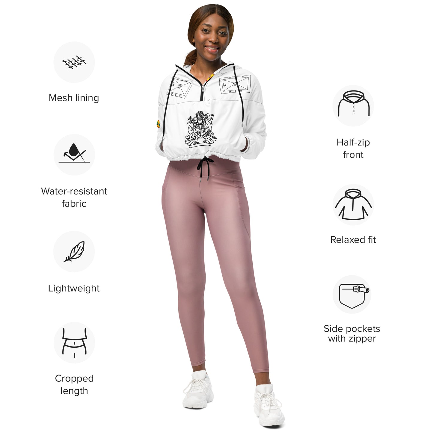 Crop Windbreaker Jacket | Grenada Pride Windbreaker | Fit Gyal Tings