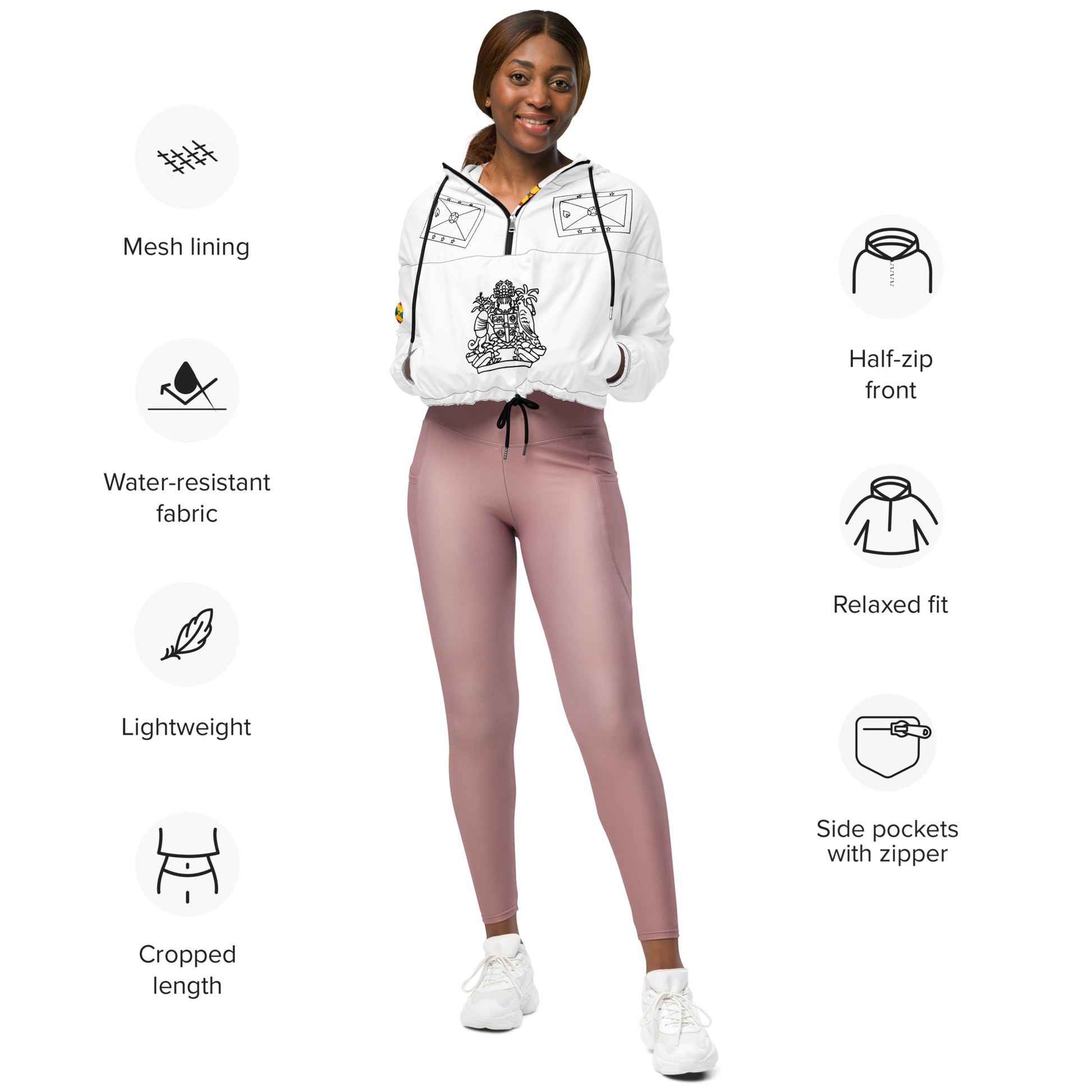 Crop Windbreaker Jacket | Grenada Pride Windbreaker | Fit Gyal Tings