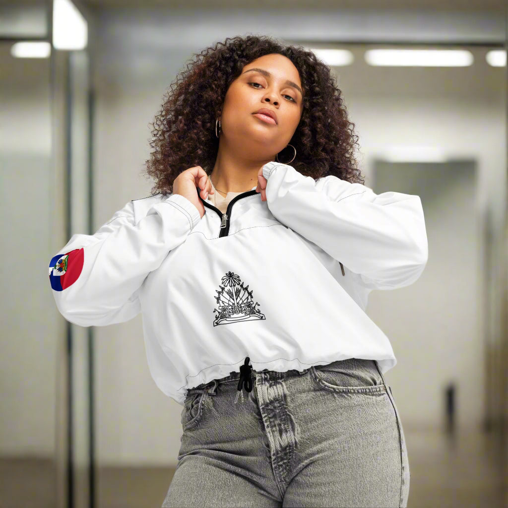 Pullover Windbreaker Jacket | Haiti Pride Windbreaker | Fit Gyal Tings