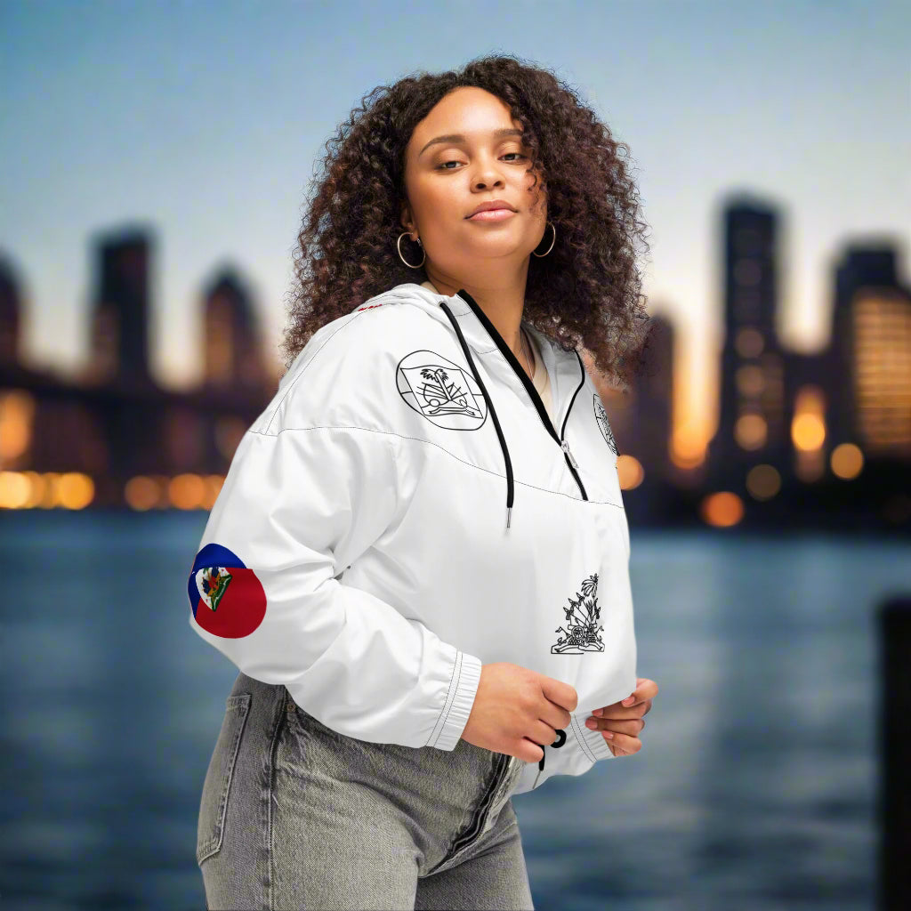 Pullover Windbreaker Jacket | Haiti Pride Windbreaker | Fit Gyal Tings
